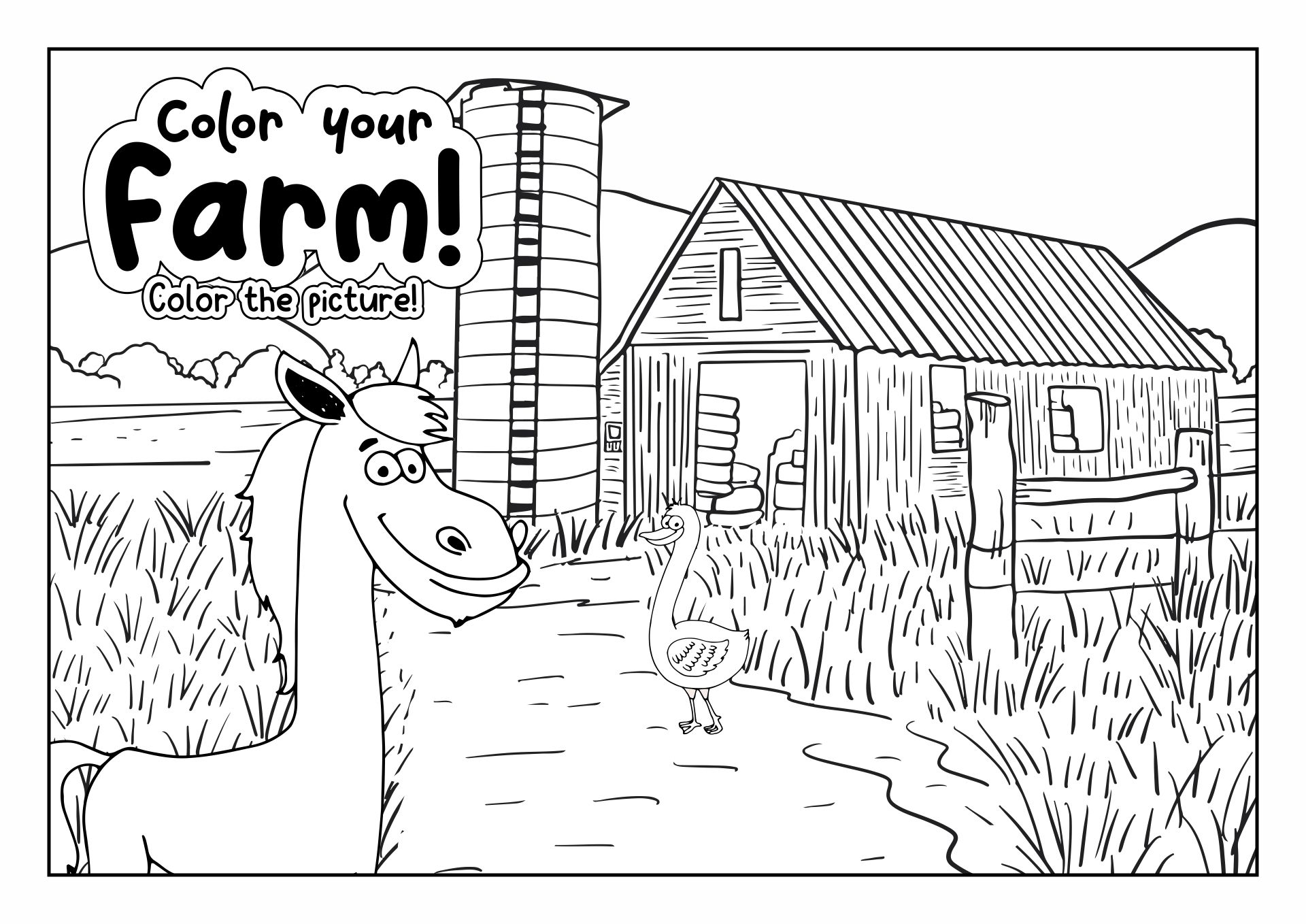 Coloring Page Farm Animals Worksheets Image