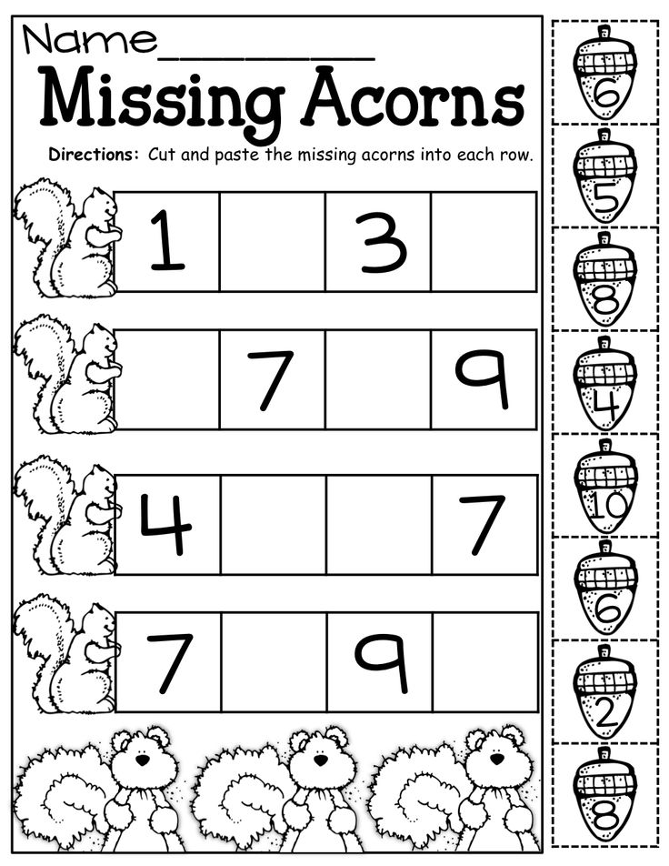 Cut and Paste Missing Number Worksheets for Kindergarten Image