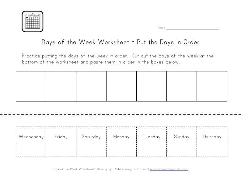 Days of Week Worksheets Kindergarten Image