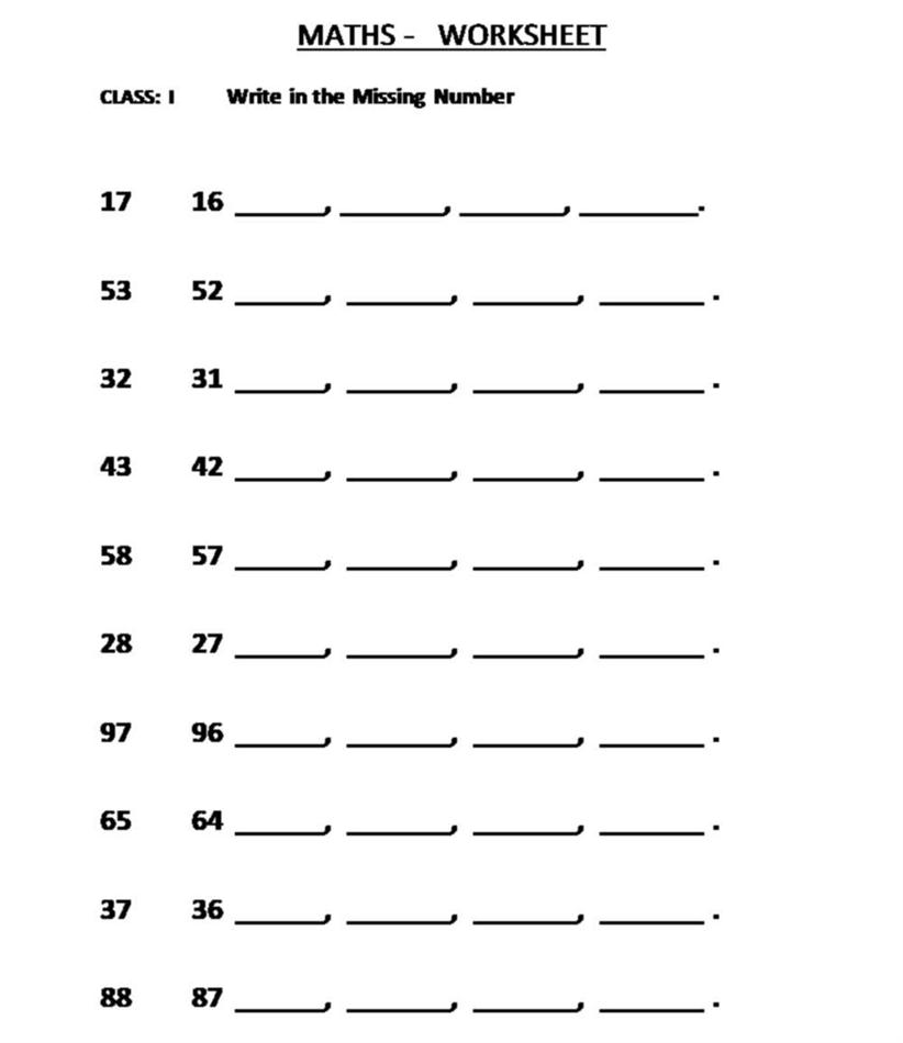 Fill in the Blank Number Line Worksheets Image