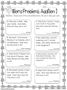 First Grade Addition Word Problems Image