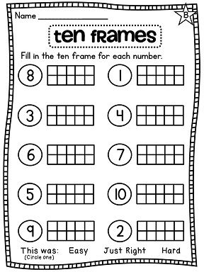 First Grade Math Worksheets Ten Frames Image