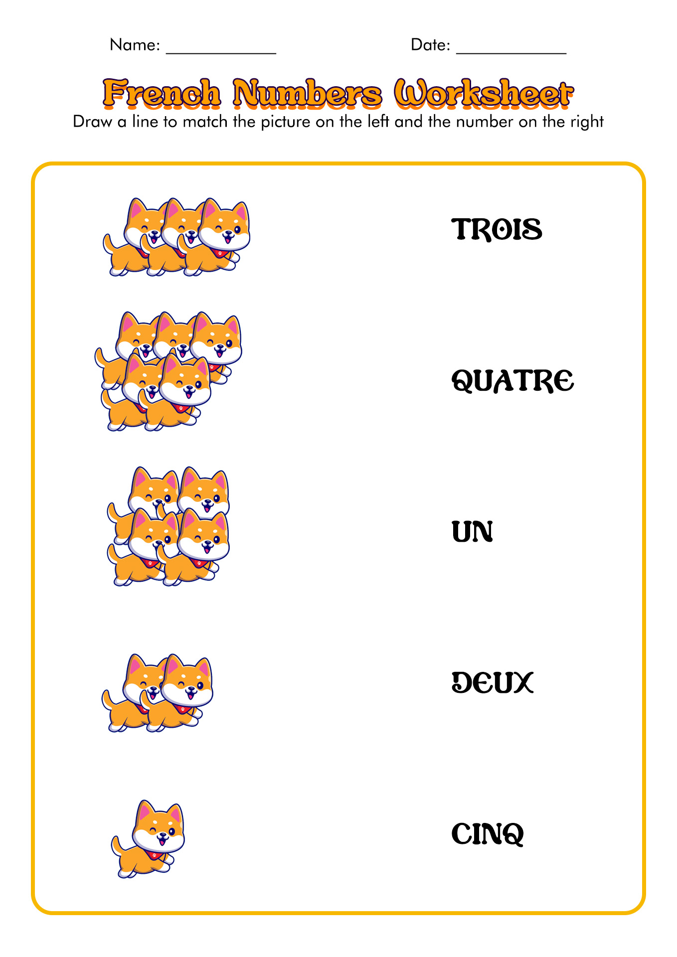 Free Printable French Worksheets for Kids Image