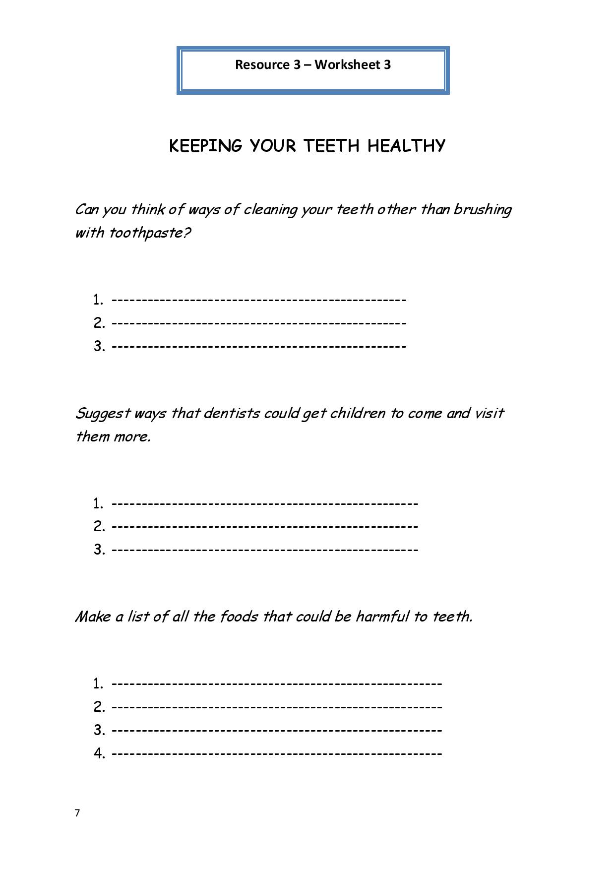 Health Personal Hygiene Worksheets Image