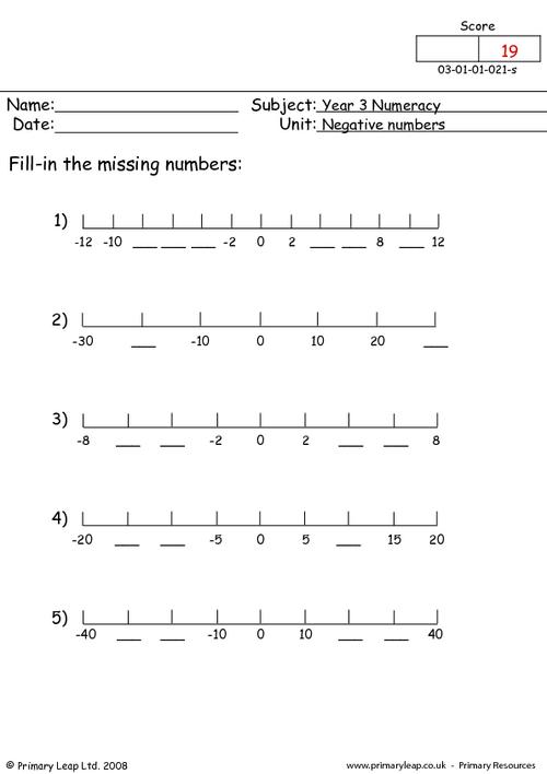Missing Number Line Worksheets Image