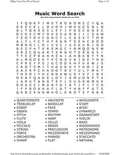 Music Word Search Puzzles Image