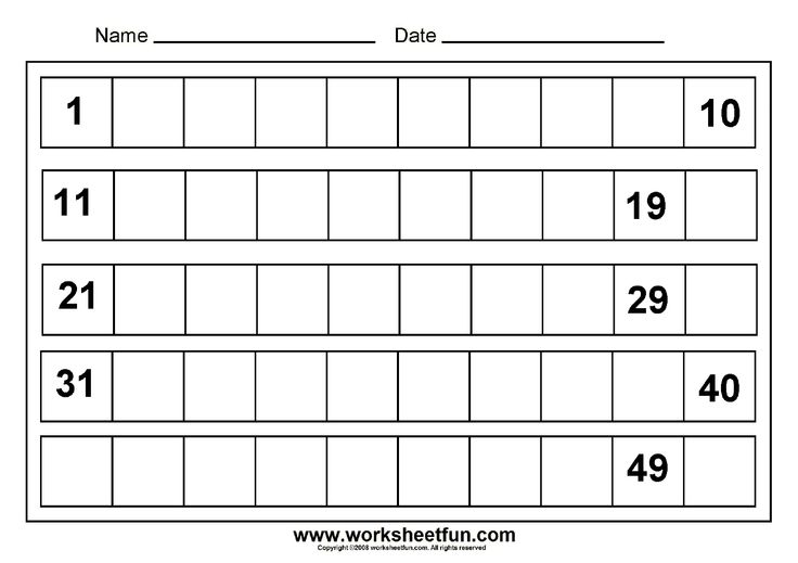 Number Counting Worksheets 1 50 Image