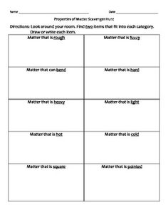 Physical Properties of Matter Worksheets for Kids Image