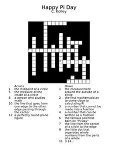 Pi Day Crossword Puzzle
