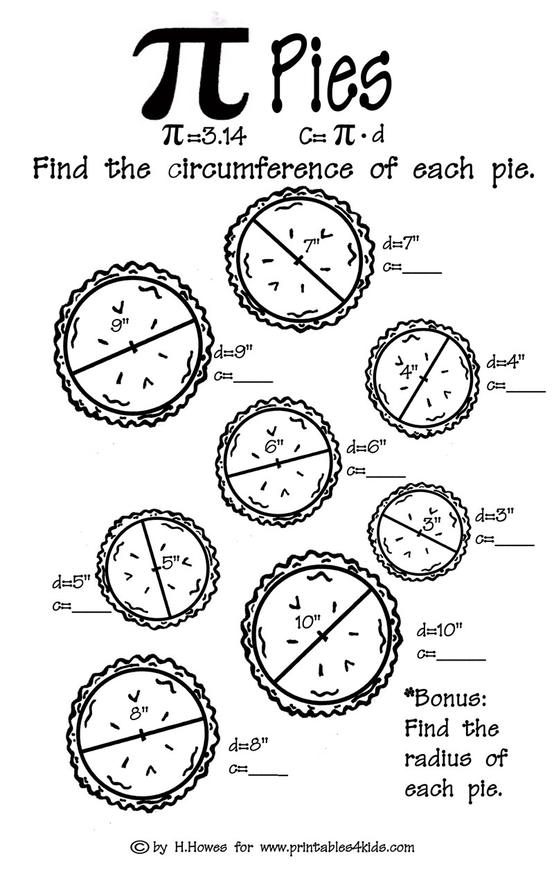 Pi Pies Math Worksheet