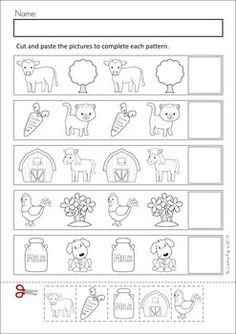Preschool Cut and Paste Pattern Worksheets Image