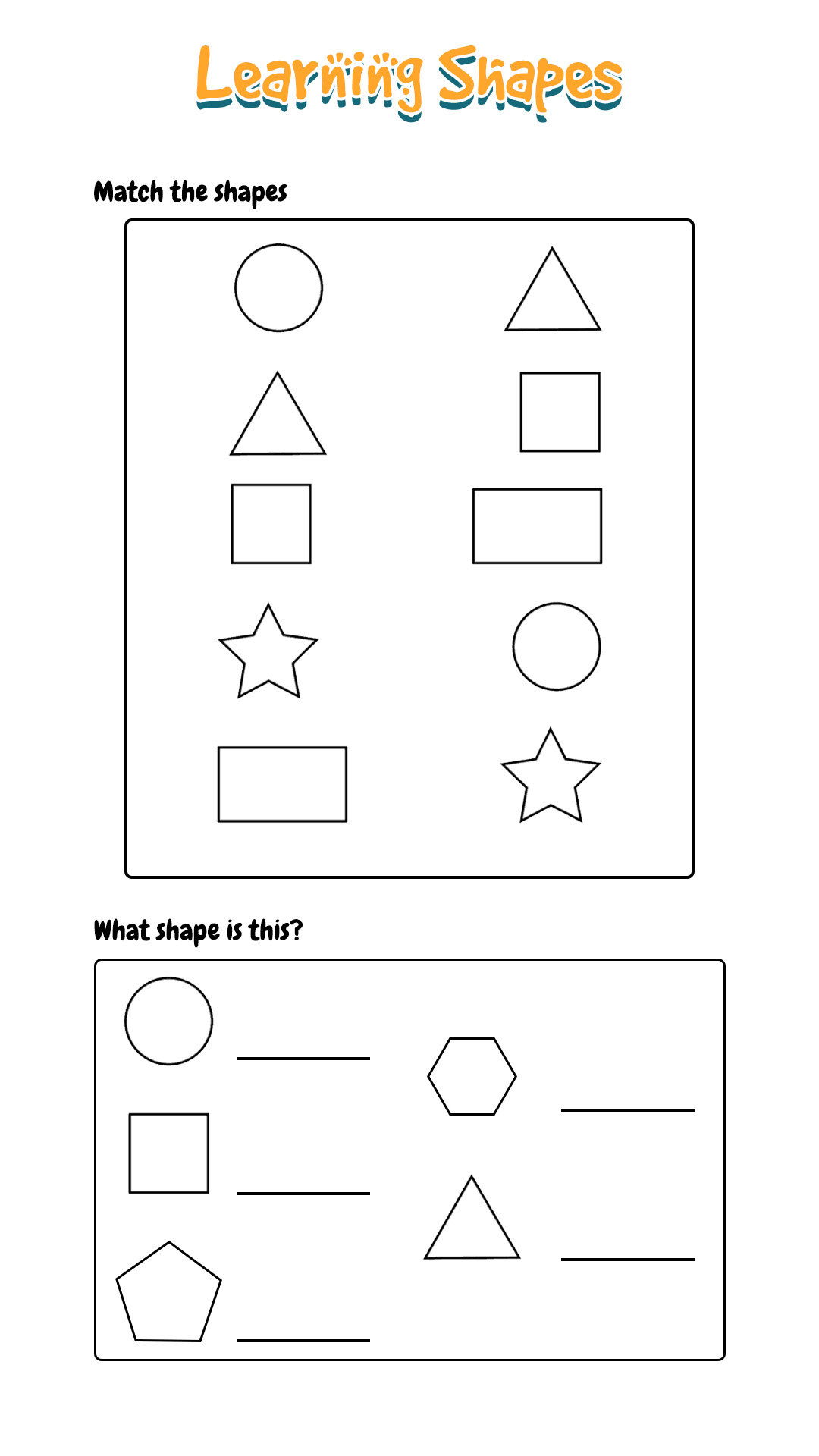 Preschool Shapes Worksheets for 3 Year Olds