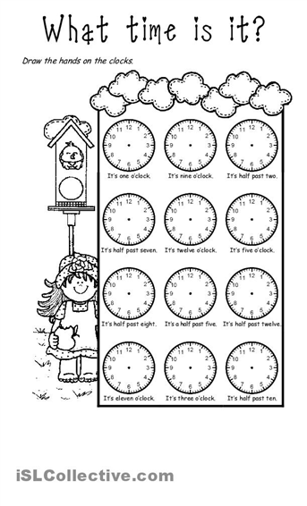 Printable Telling Time Worksheets Half Hour Image