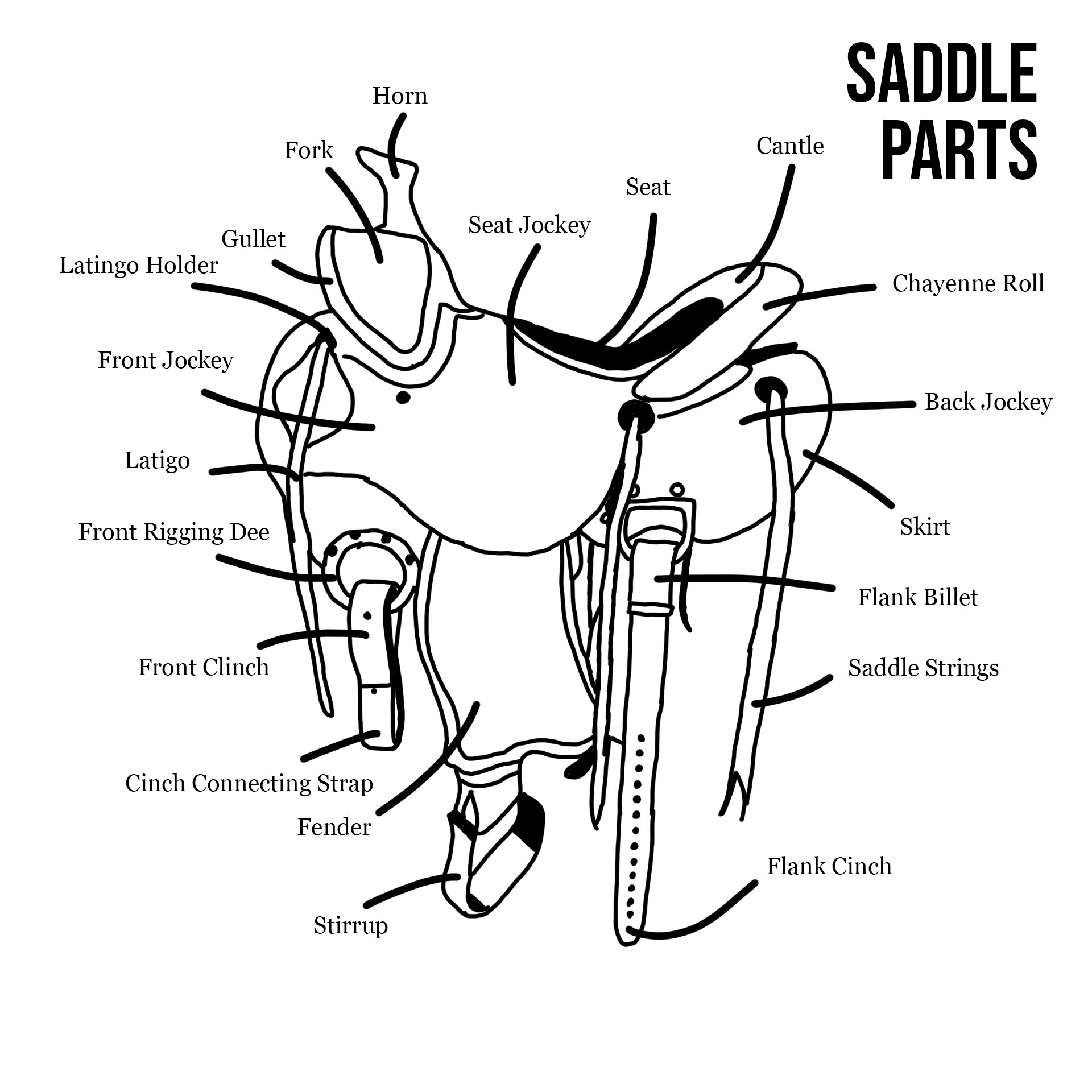 Printable Western Saddle Parts Image