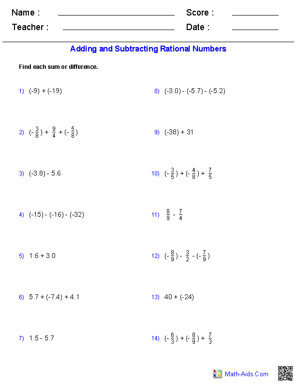 Solving Equations With Rational Numbers Worksheet 7th Grade