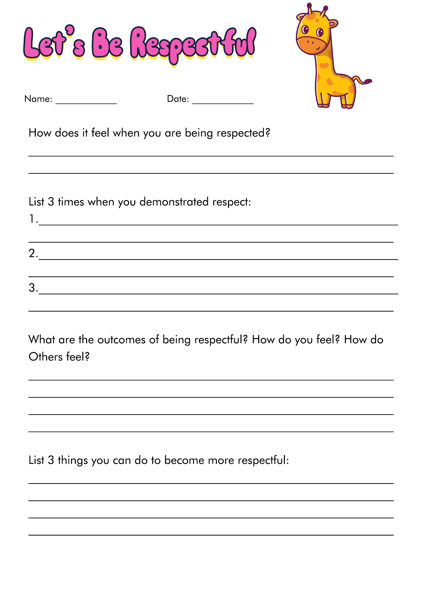Teen Respect Worksheets Image