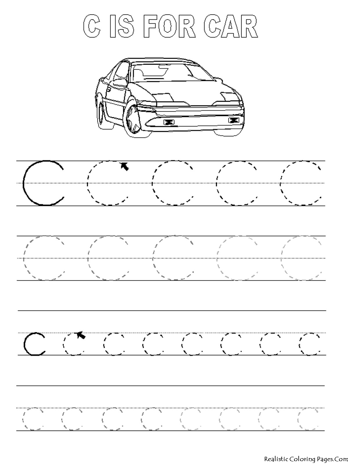 Tracing Letter C Coloring Pages Image