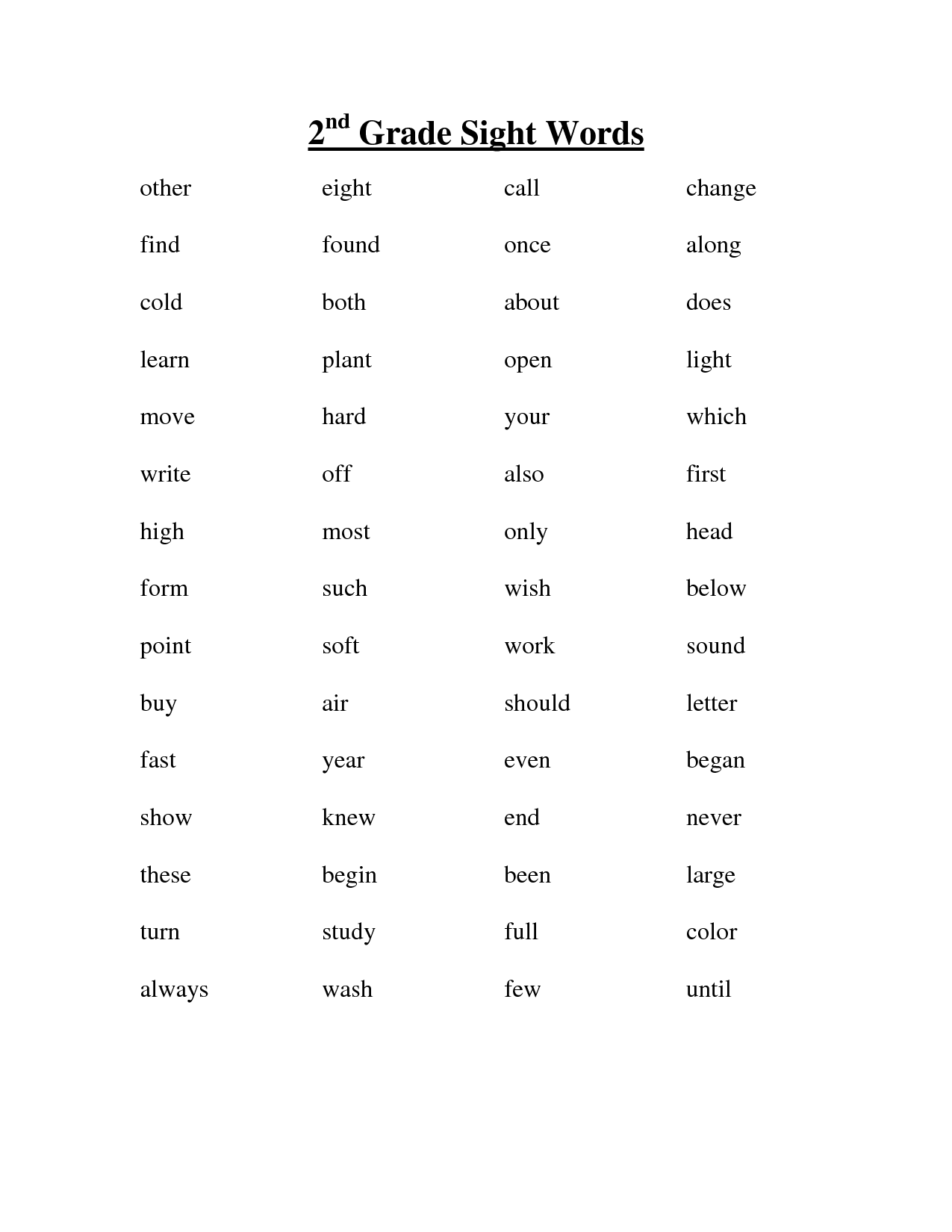 15 Best Images of 2nd Grade Sight Word Worksheet - Third ...