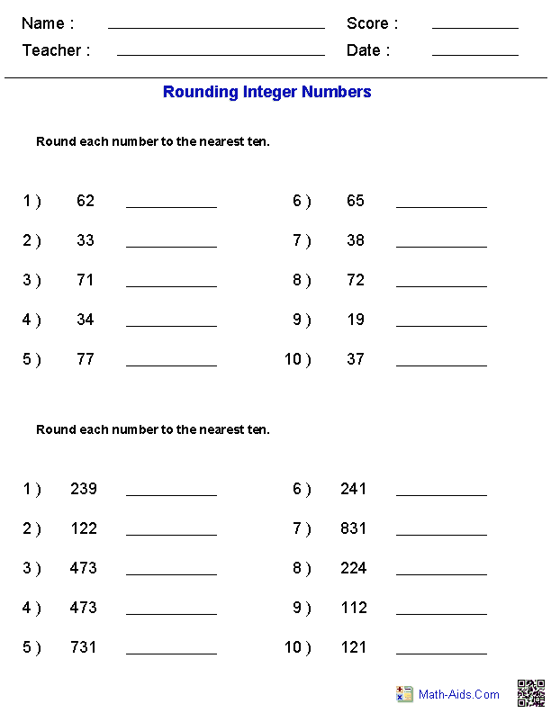 6th Grade Math Worksheets