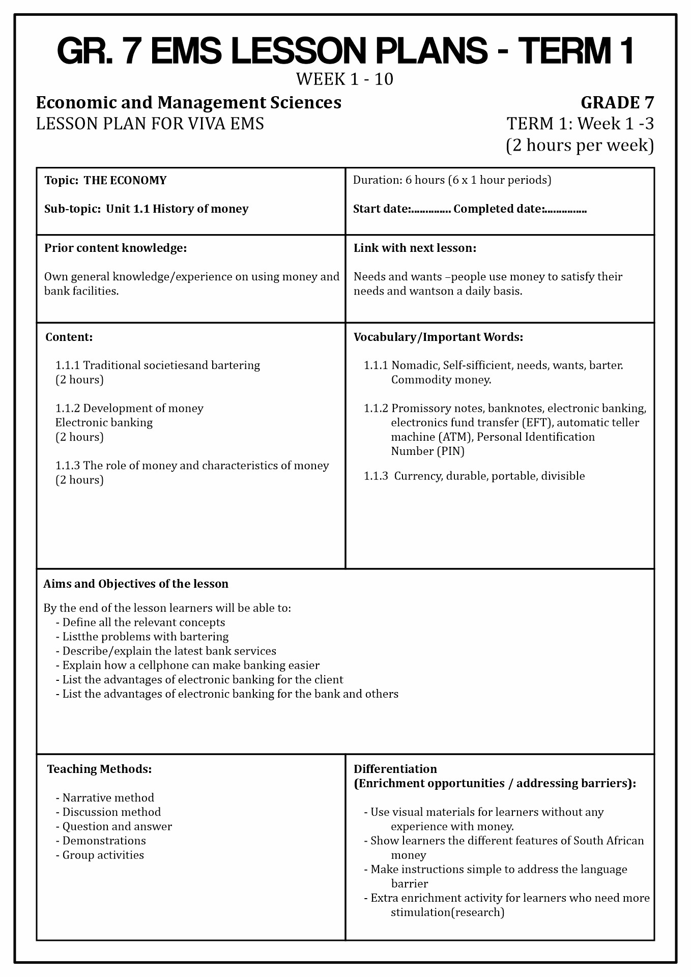 EMS Lesson Plan Template Image