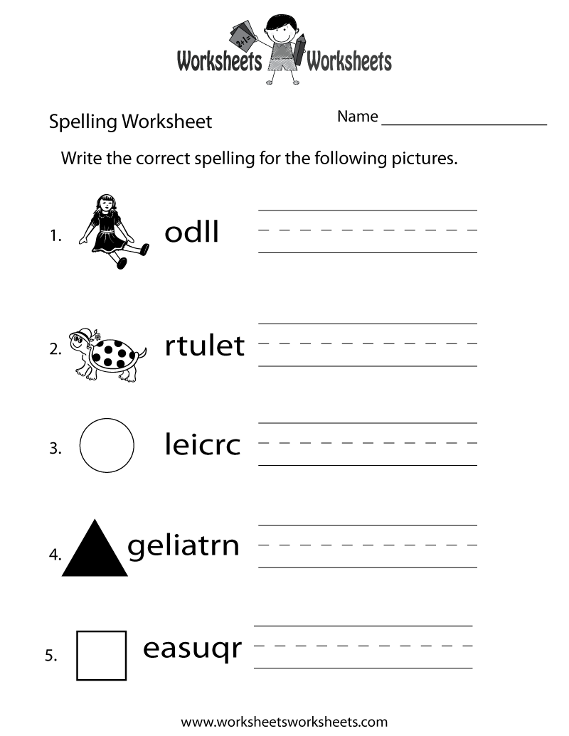 Free Printable Spelling Worksheets Image