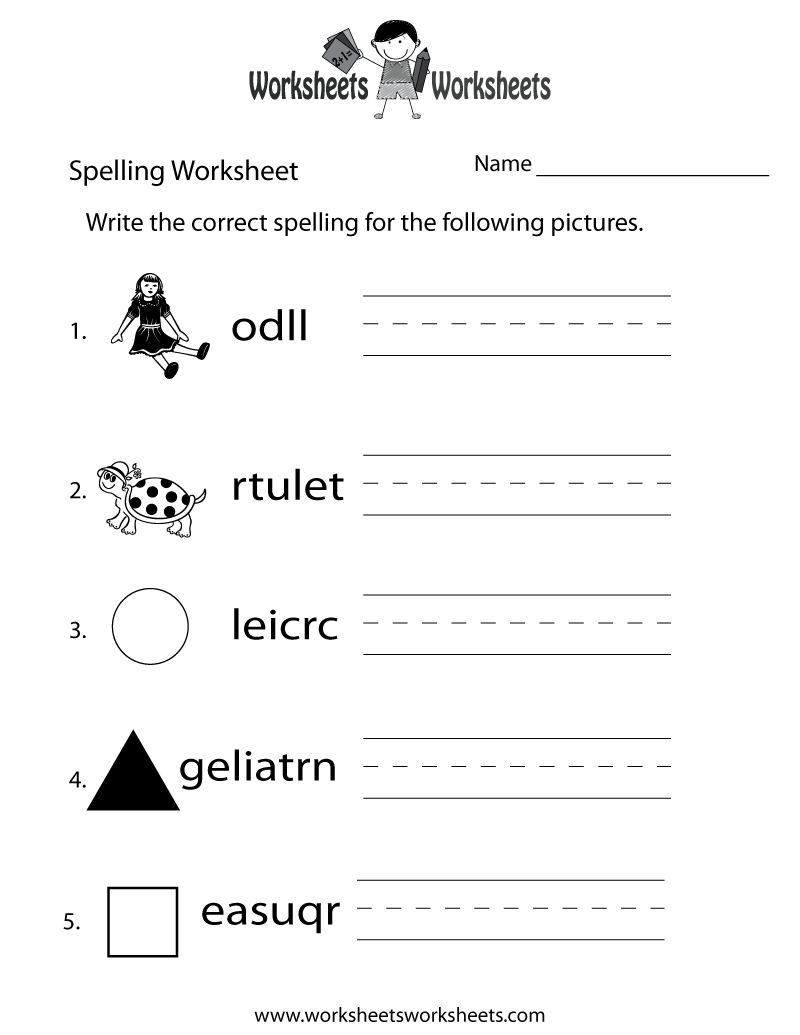 Free Printable Spelling Worksheets