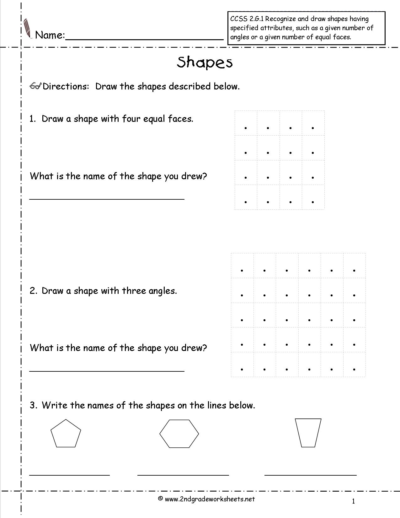 Geometry Shapes Worksheets 2nd Grade Image