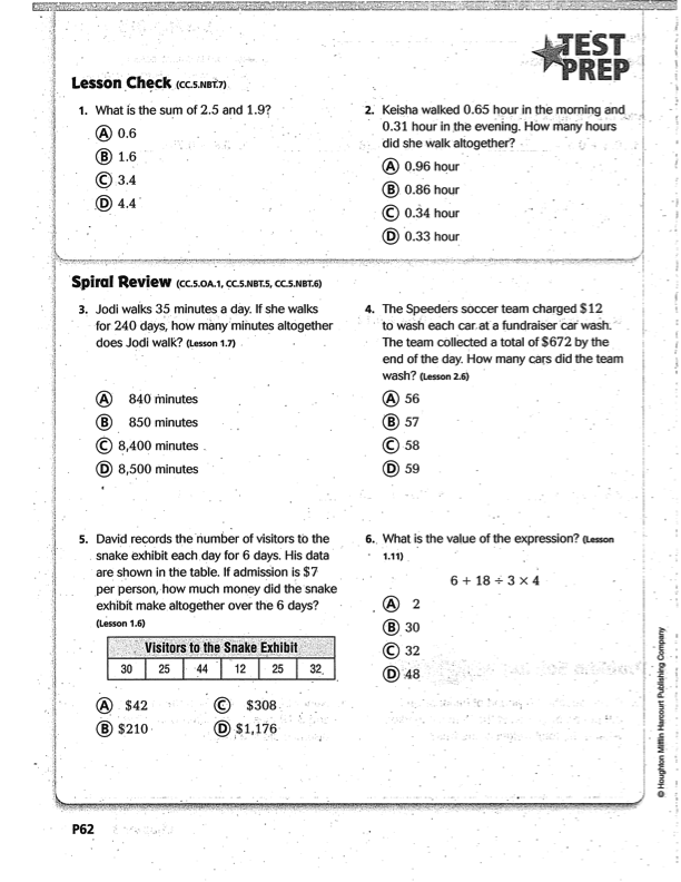 go math 5th grade 11 7 homework answers