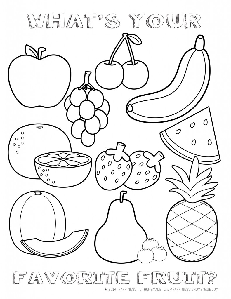 Healthy Food Coloring Fruit Page Image