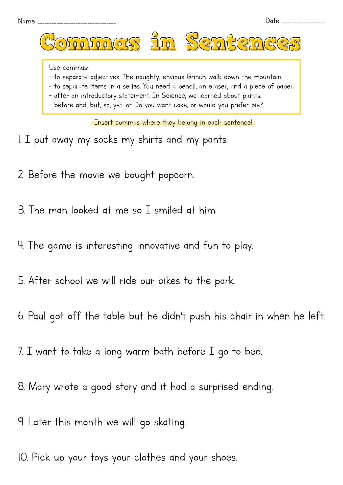 Printable Punctuation Worksheets Image