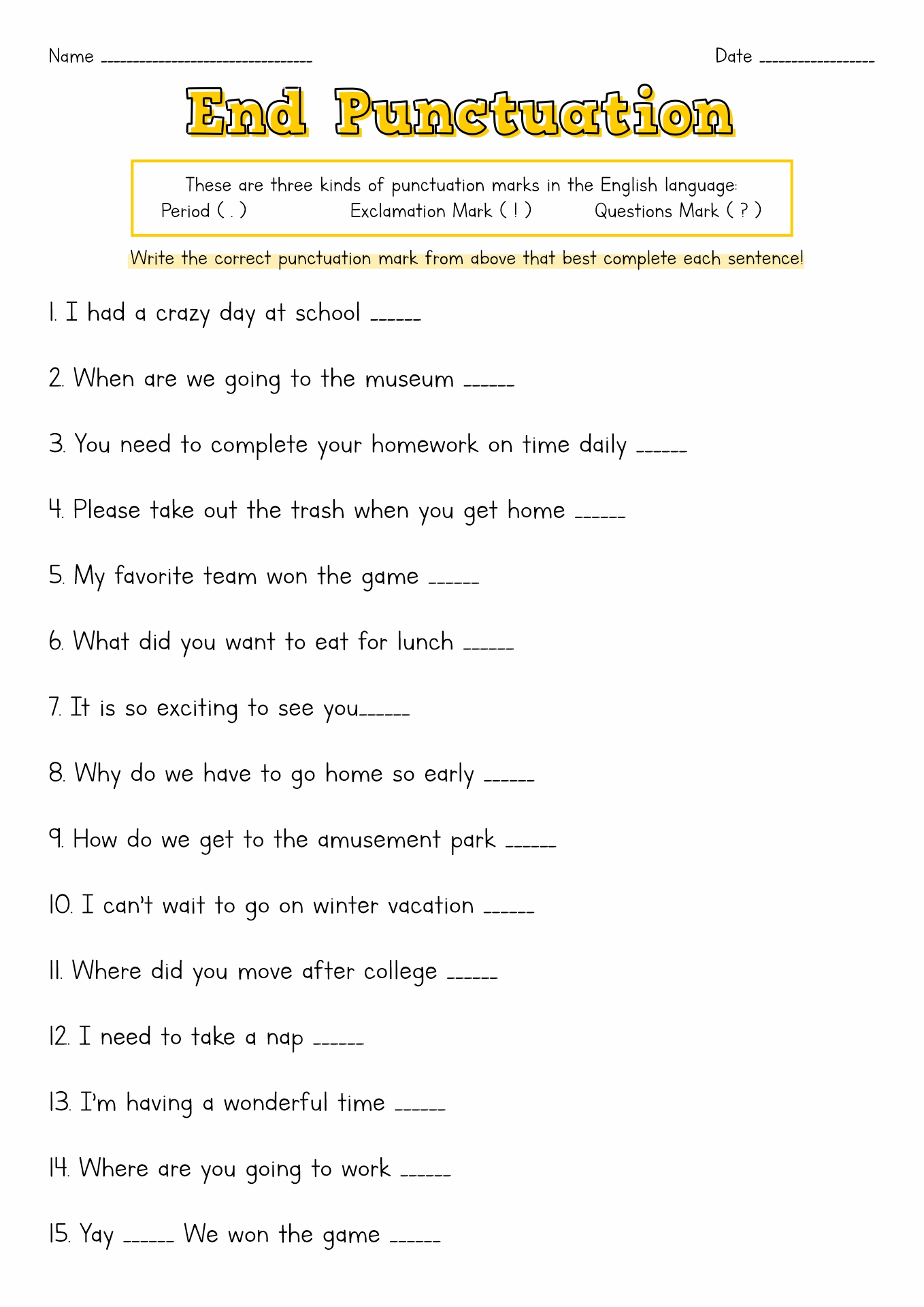 Punctuation Worksheets High School Image