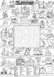 Summer Word Search Worksheets Image