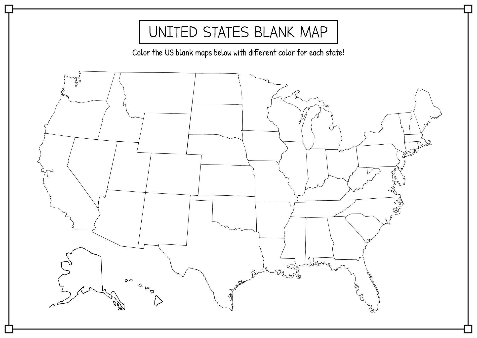 United States Map Blank Worksheet