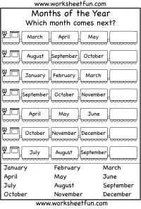 1st Grade Worksheets Months of the Year