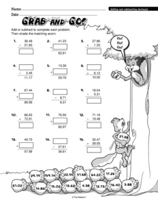 Adding and Subtracting Decimals Worksheets 6th Grade Image