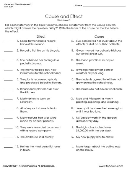 Cause and Effect Worksheets 6th Grade Image