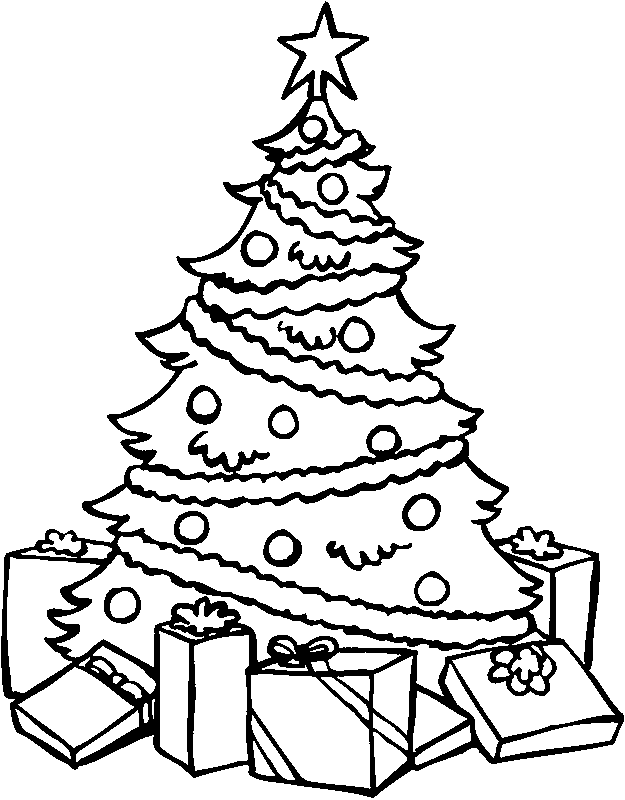 Christmas Tree Coloring Page Print Image