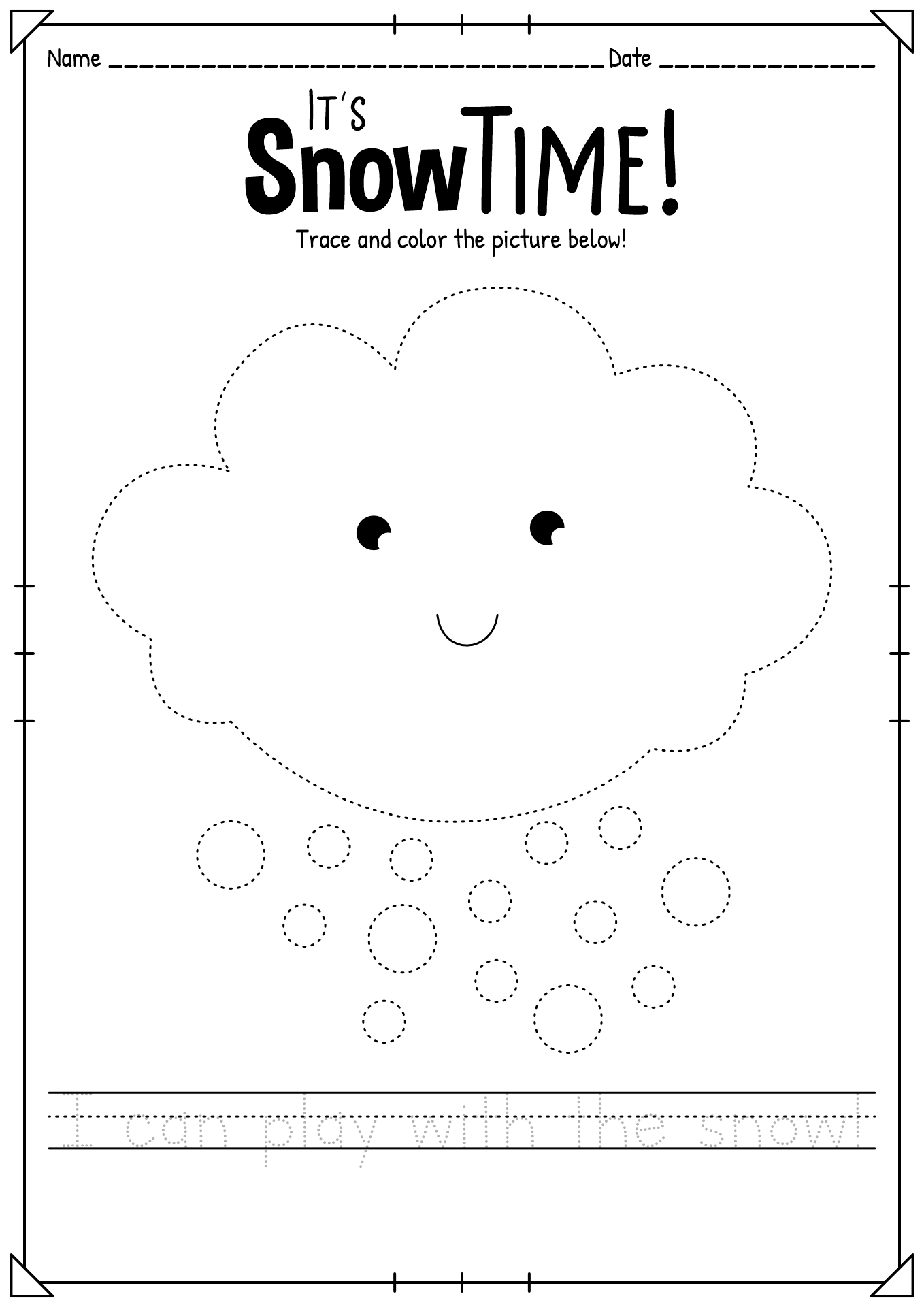Cloud Preschool Snow Worksheet