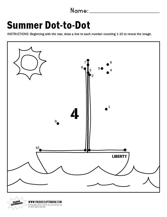 Dots Summer Worksheets