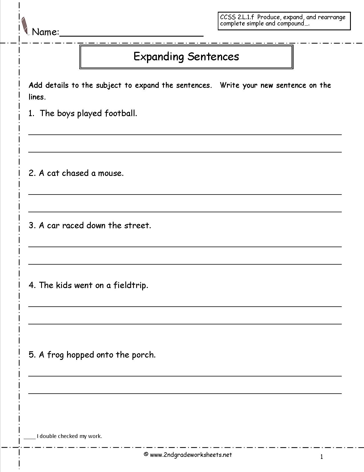 Copying Sentences Worksheets For 3rd Grade