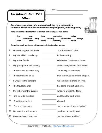 Free Adverb Worksheets 3rd Grade Image