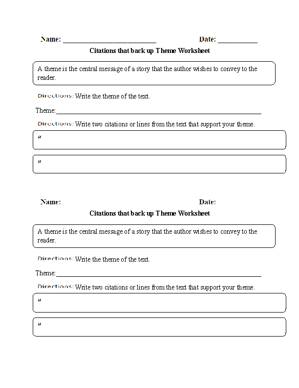 12 Worksheets Finding The Theme Worksheeto