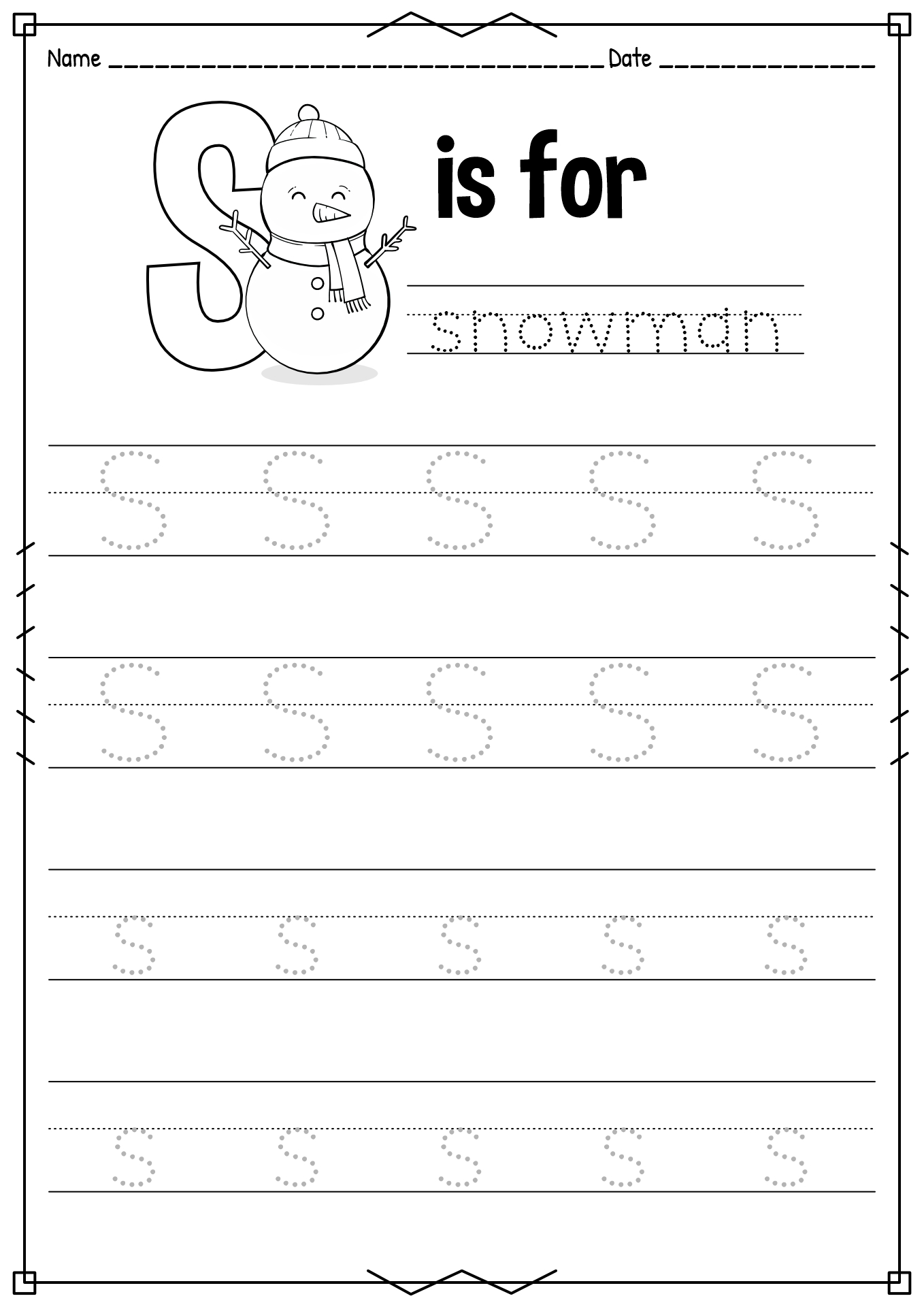 Letter S Worksheets for Preschool