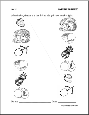 Matching Preschool Worksheets Fruits Image