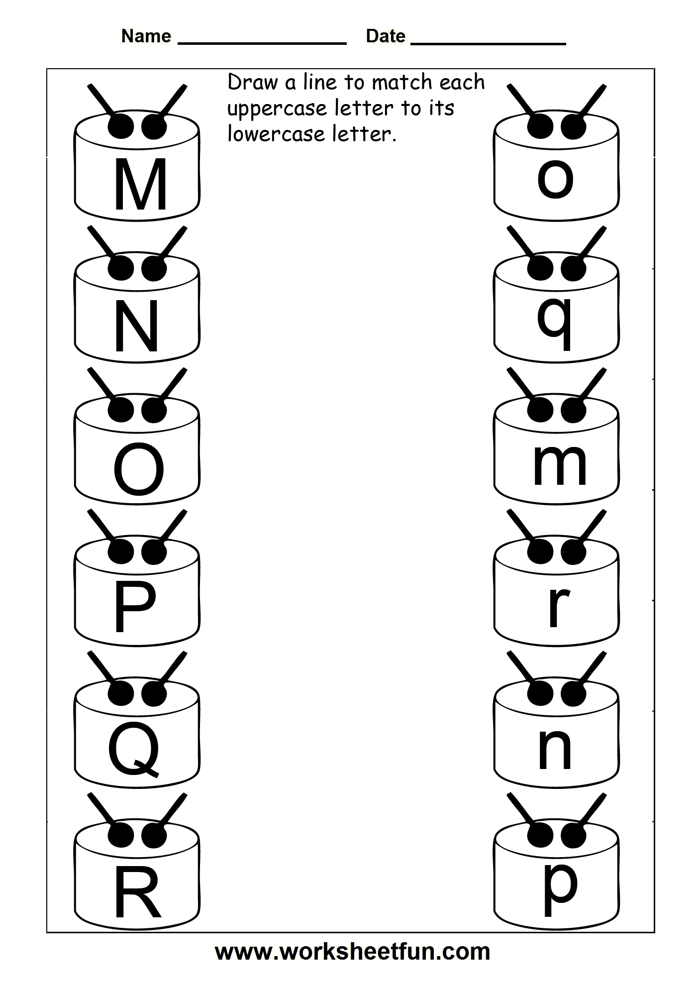 Matching Uppercase and Lowercase Letter Worksheets Image