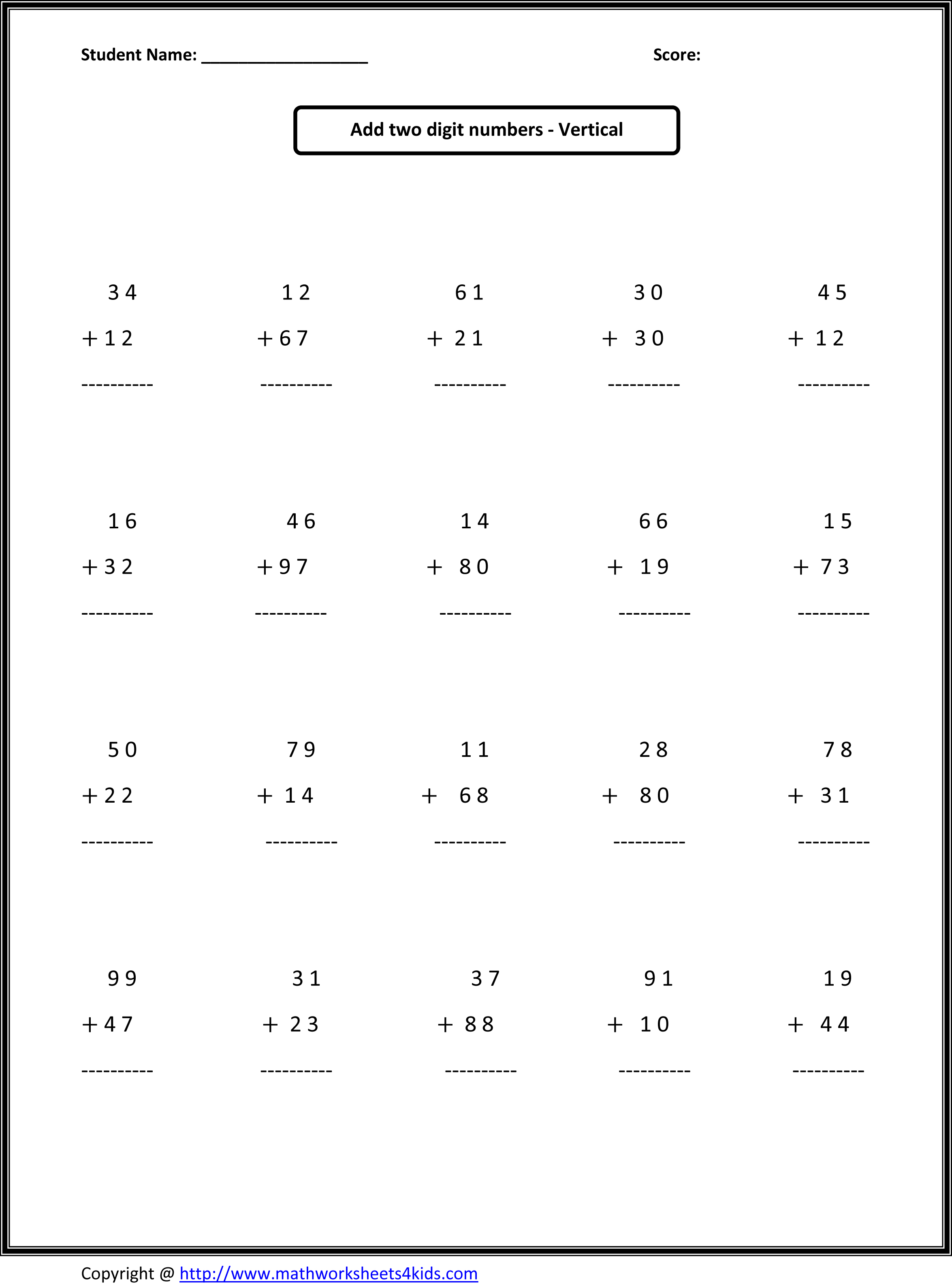 Printable Math Worksheets 2nd Grade Pdf