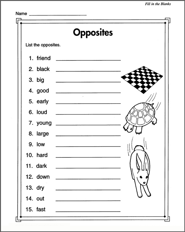 Opposite Words Worksheets Image