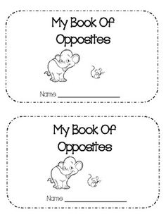 Opposites Printable Book Image