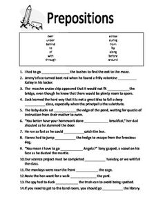 Preposition Worksheet Grade 5 Image