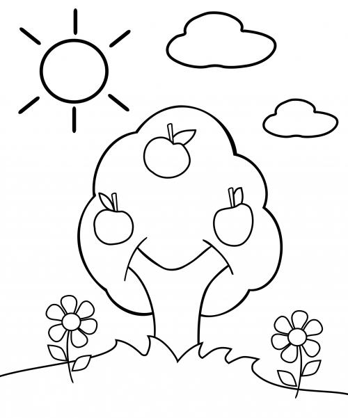 Preschool Apple Tree Coloring Pages Image